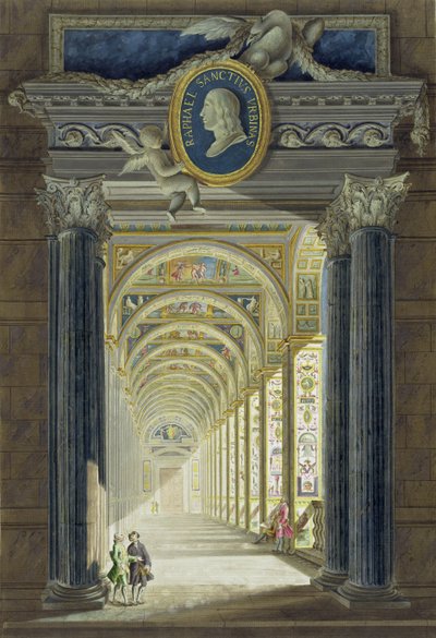Frontispice avec un portrait en médaillon de Raphaël (1483-1520), de Delle Loggie di Rafaele nel Vaticano, gravé par Giovanni Volpato (1735-1803), publié vers 1772-77 - Pietro Camporesi